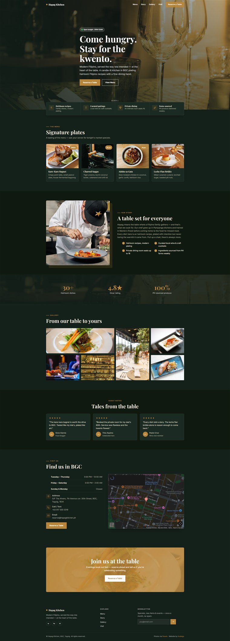 Hapag Kitchen website