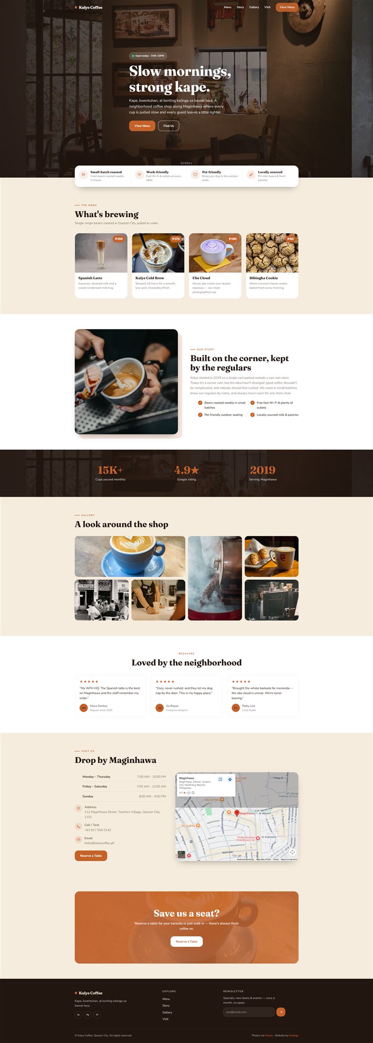 Kalye Coffee website